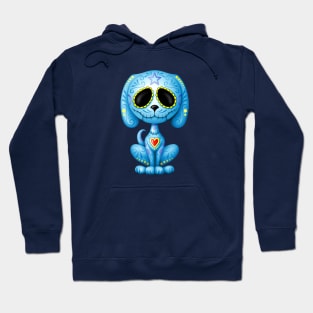 Blue Zombie Sugar Skull Puppy Dog Hoodie